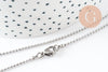 Chaine complète boule acier 304 inoxydable platine 1.5mm/46.5cm,chaine fine argentée avec fermoir création collier x1 G9591