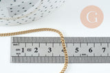 Collier Chaine complète plate acier inoxydable doré IP 2.2mm/45cm avec fermoir, x1 (G10731)