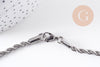 Chaine complète torsadée acier 304 inoxydable platine 3.8mm/60cm, x1 (G1113)