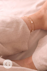 Chaine de cheville acier inoxydable doré 14k 1mm/22.5cm, x1 (G4281)