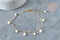 Collier Chaine de cheville laiton doré étoile nacre perle eau douce 24.8cm, x1 (G7880)