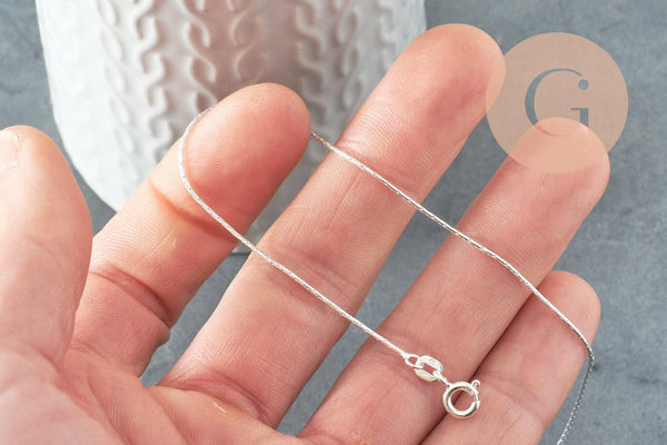 Chaine de cheville maille serpentine très fine argent 925 massif 22.9cm, x1 (G9429)