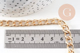 Chaine doré maille plate lisse aluminium doré pâle,chaine plate,10mm, x1 mètre (G5297)