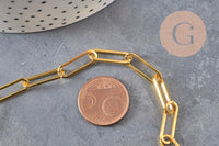 Chaine doré maille rectangle fer, chaine collier, chaine large,18x6mm, x1 mètre G1789