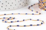 Chaine dorée acier inoxydable 304 doré résine bleue paillette 2mm,x1 mètre (G4168)