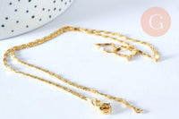 Collier Chaine dorée fantaisie 14K, fourniture créative, chaine dorée, chaine collier, chaine complète,1.5 mm, 44.5cm, x1 (G0918)