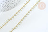Chaine dorée perle cristal vert clair 2.5x2mm, chaine collier,création bijoux ,chaine lunettes,chaine fantaisie, x1 mètre G5841