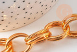 Chaine double maille rolo aluminium doré texturé 22mm, x1 mètre (G10591)
