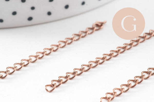 Chaine extension acier 304 inoxydable or rose IP 45-50mm, x5 (G10891)