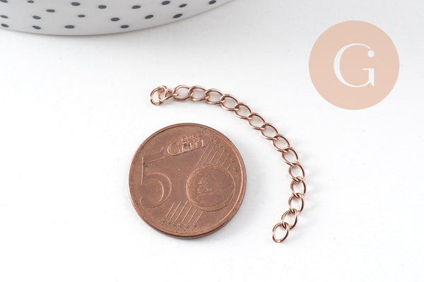 Chaine extension acier 304 inoxydable or rose IP 45-50mm, x5 (G10891)