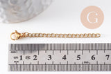 Chaine extension acier doré avec fermoir 65.5mm, x5 (G4626)