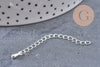 Chaine extension acier inoxydable argenté avec breloque de finition 57-60mm, x1 (G10888)