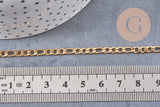 Chaine figaro acier 304 inoxydable doré IP 14 carats 5.5mm, x1 metre (G2105)