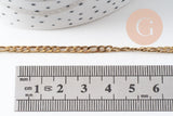 Chaine figaro acier 304 inoxydable doré IP 18k 4x3mm, x1 mètre (G1692)