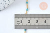 Chaîne fine acier inoxydable doré IP 14k résine bleue à paillettes 2mm, x1 mètre (G6892)