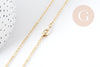 Chaine fine dorée maille forçat 16K 2.5 microns 1.5 mm- 39cm, collier chaine complète dorée avec fermoir, x1 G8924