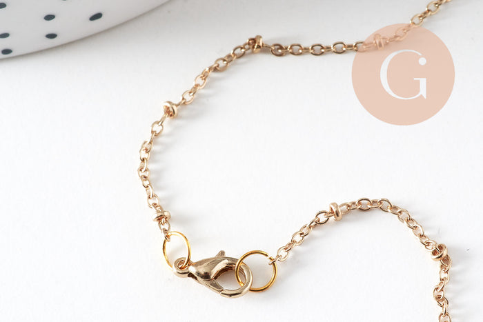 Collier Chaine fine dorée satellite 16K,chaine plaquée or 1 micron, chaine collier chaine complète,chaine dorée,1.5 mm, 40cm, x1 G0633