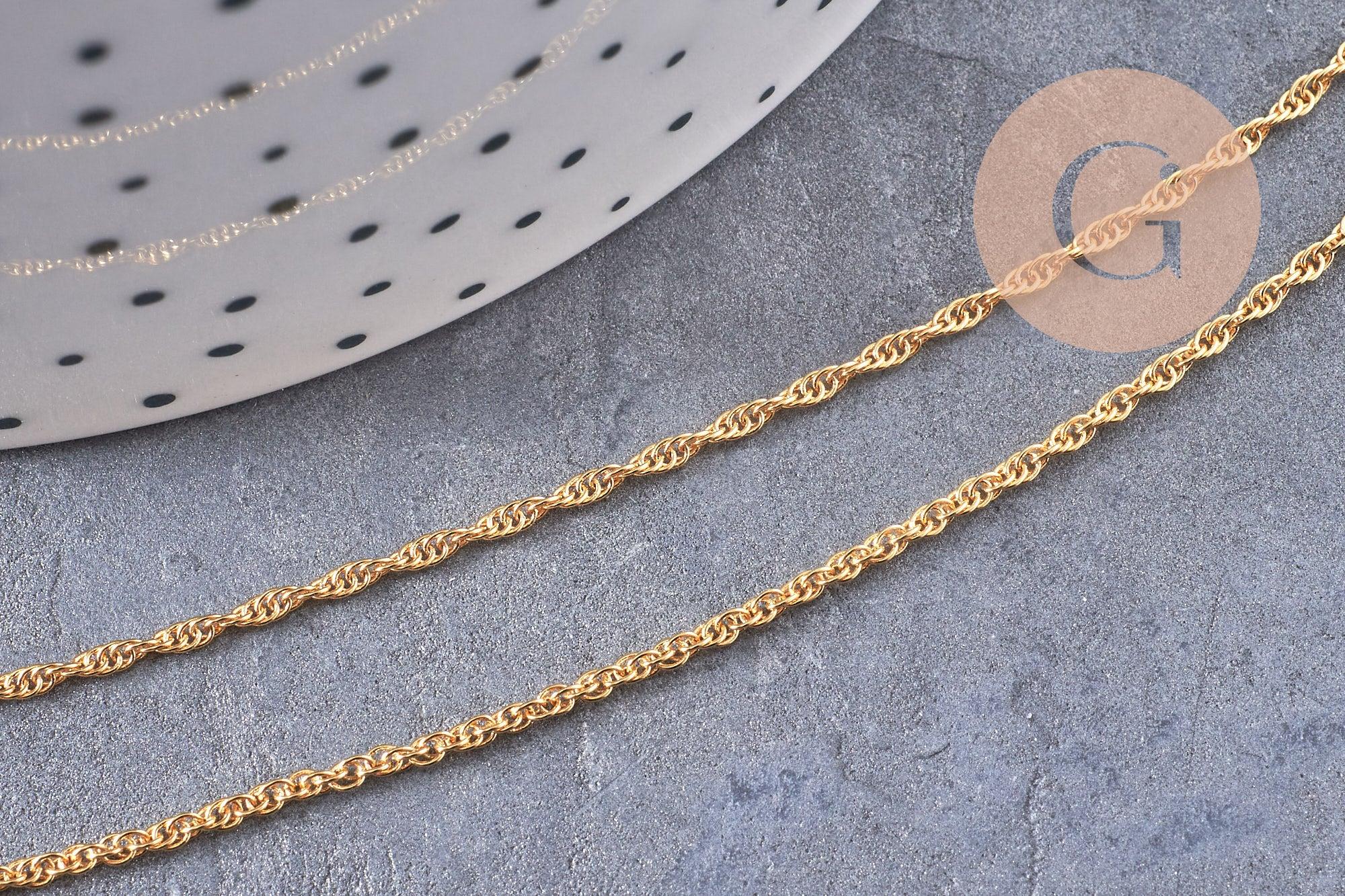 Collier Chaine fine dorée singapour 16K,chaine plaquée or 0.5 microns, 1.8 mm, x 1Mètre (G2443)