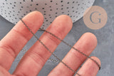 Chaine fine laiton metalgun forçat création bijoux 1.5 mm, x5 mètres (G1395)