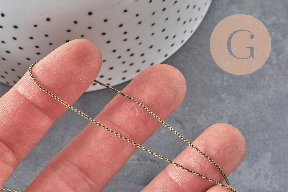 Chaine fine serpent laiton bronze 1mm, x 5mètres (G11334)-Chaînes-Gingerlily Perles