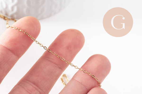 Chaine forçat acier 304 inoxydable doré IP 18k 2mm, x1 mètre (G10524)