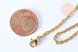 Collier chaine forçat acier inoxydable doré 59cm, x1 (G7245)