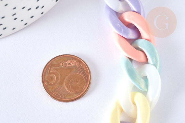 Chaîne gourmette acrylique couleur pastel 24mm, x1 mètre (G7064)