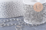 Chaine grande maille ronde texturée acier 304 inoxydable platine 13mm, x1 mètre (G10066)