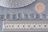 Chaine grande maille ronde texturée acier 304 inoxydable platine 13mm, x1 mètre (G10066)