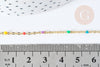 Chaine laiton doré 18K résine multicolore 1.5mm, x1 mètre (G8567)