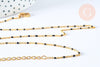 Chaine laiton doré 18k fantaisie résine noire 2mm,40cm, x1 (G3132)
