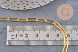 Chaine laiton doré maille rectangle 11x4.3mm, x 1 mètre (G2442)