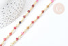 Chaine laiton doré perle agate naturelle colorée facettée 4.5mm, chaine collier,chaine lunettes fantaisie x 50cm - G8079