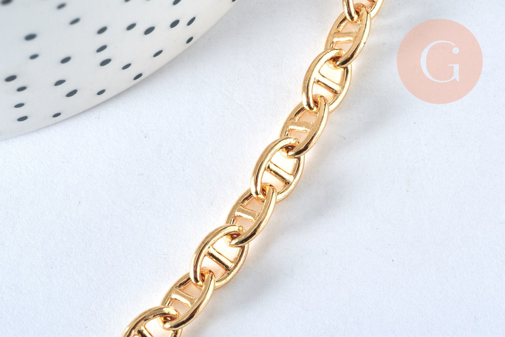 Chaine maille marine laiton doré 16k 10x6.6mm, x1 metre (G6782)