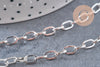 Chaine maille rectangle acier 304 inoxydable argenté 7x4mm, x1 mètre (G10870)