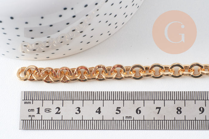 Chaine maille rolo aluminium doré 8mm, x1 mètre (G10595)