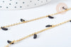 Chaine perle plexiglas facettée noire laiton doré 7x3mm, création de bijoux coloré DIY, x1 mètre G7824