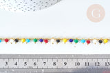 Chaine perle verre facettée abacus coloré laiton doré 7x4mm, création de bijoux coloré DIY, x1 mètre (G7817)