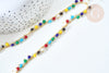 Chaine perle verre facettée abacus coloré laiton doré 7x4mm, création de bijoux coloré DIY, x1 mètre (G7817)