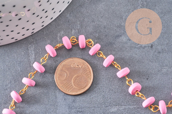Chaine perles polymère fer doré heishi 7x3.5 mm ,fabrication bijoux colorés, x1 mètre (G7236)