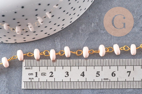 Chaine perles polymère fer doré heishi 7x3.5 mm ,fabrication bijoux colorés, x1 mètre (G7236)
