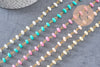 Chaine perles polymère fer doré heishi 7x3.5 mm ,fabrication bijoux colorés, x1 mètre (G7236)