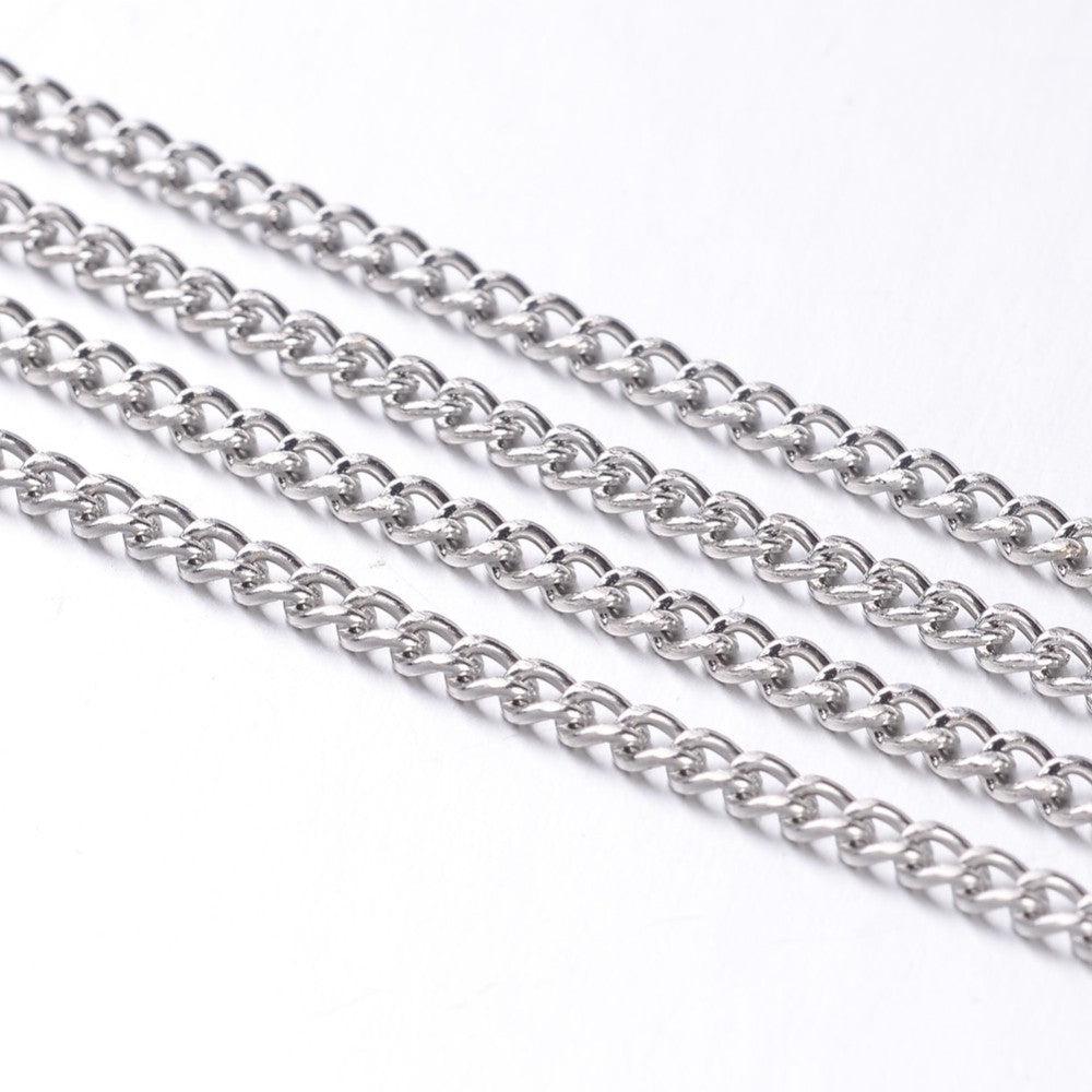 Chaine plate fer platine 3x2mm, x1 bobine de 100m (G7049)