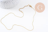 Collier Chaine plate torsadée acier inoxydable doré avec fermoir 0.9mm/45cm, x1 (G10264)