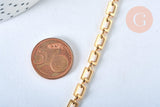 Chaine rectangle laiton doré 16k 6.5x4.6mm, x1 mètre (G6784)