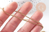 Chaine rolo acier inoxydable 304 doré IP 18k maille rolo 2mm, x1mètre (G2057)