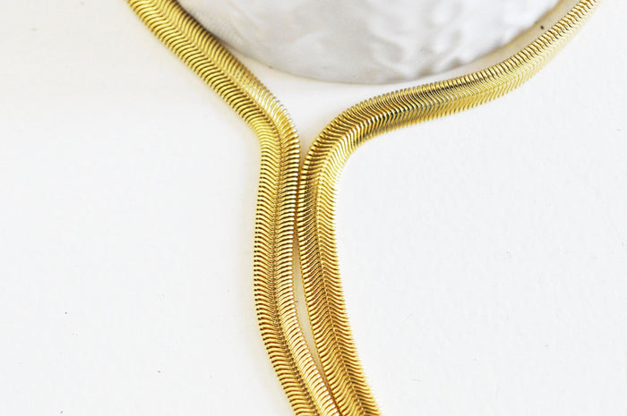 Chaine serpent laiton doré 16K 1 micron, une magnifique chaine création bijoux sans nickel, 6mm, x 50Centimètres G4282