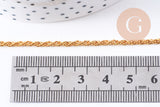 Chaine torsadée fer doré 3mm, x1 mètre (G10655)
