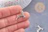 Charm Biche couleur platine 1.5mm, pendentif animal, x5 (G1729)