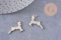 Charm Biche couleur platine 1.5mm, pendentif animal, x5 (G1729)